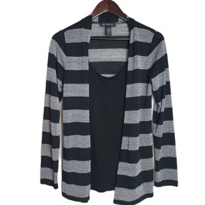 NWOT INC Black Stripe Sweater Cardigan 2 In 1 Women’s Size M